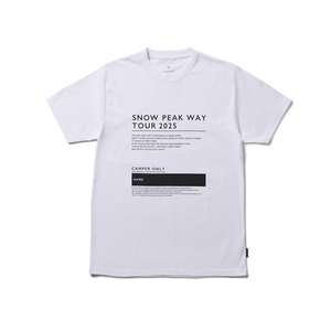 スノーピーク(snow peak) SPW Tour 2025 T-Shirt L WHITE(25春夏) TS-25SU10204001 スノーピーク(snow peak) SPW Tour 2025 T-Shirt L WHITE(25春夏) TS-25SU10204001