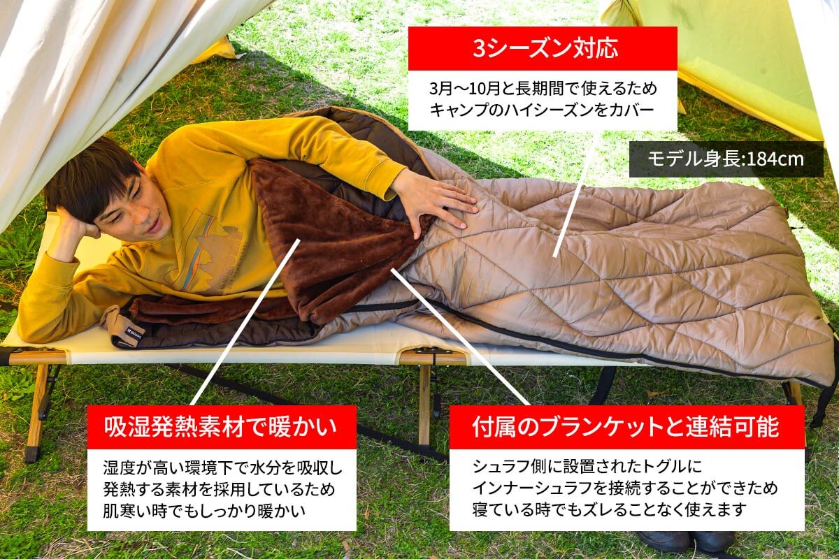 付属のブランケットがインナーシュラフとして使える