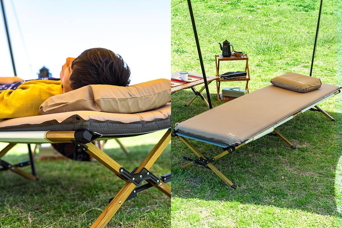 厚さ約8cmの高反発ウレタン素材を採用。野外でも抜群の寝心地