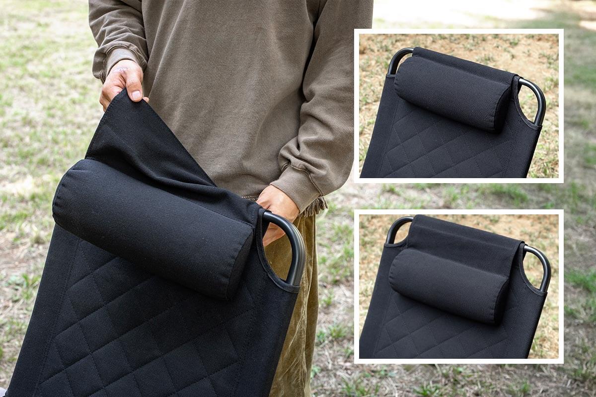 ヘッドレスト付き＆高さ調整が可能